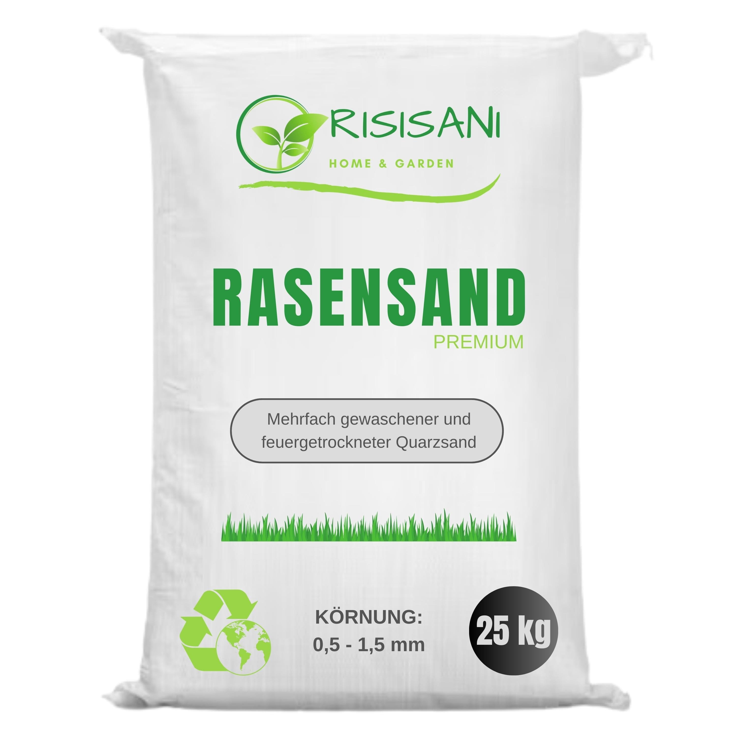 Sable à gazon Premium 0,5-1,5 mm | 25 kg | Sable de quartz lavé et séché au feu RISISANI Home & Garden FR